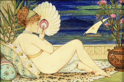 Woman with a Fan, Minton Art Pottery, c.1872 by William Stephen Coleman